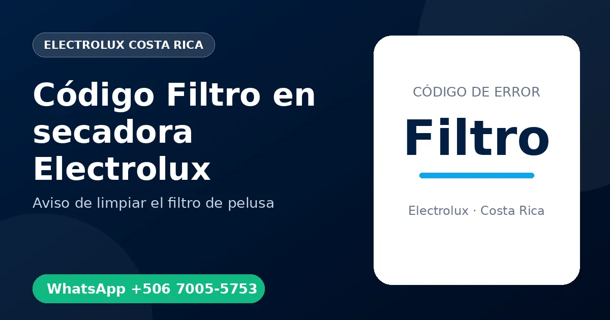 Código Filtro en secadora Electrolux