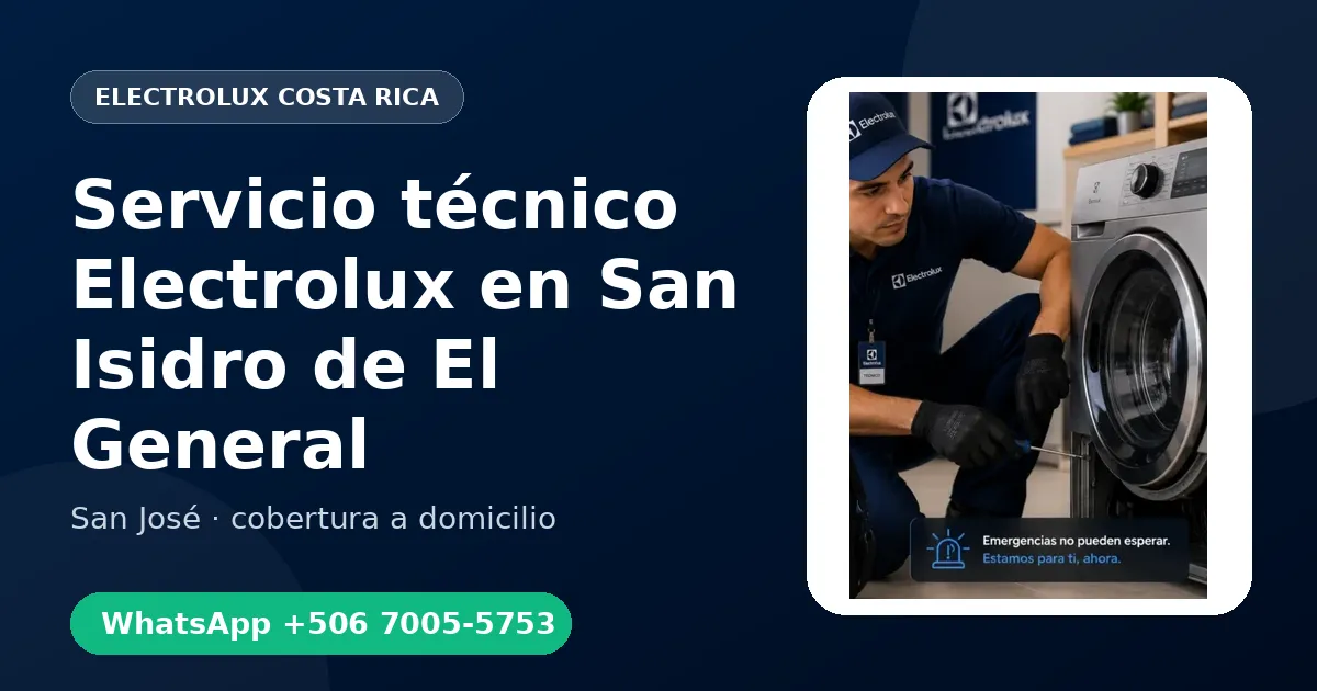 Técnico a domicilio Electrolux en San Isidro de El General